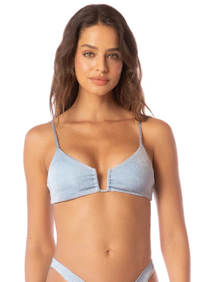 Maaji Women’s Silver Blue Bia U Wire Bralette Bikini Top