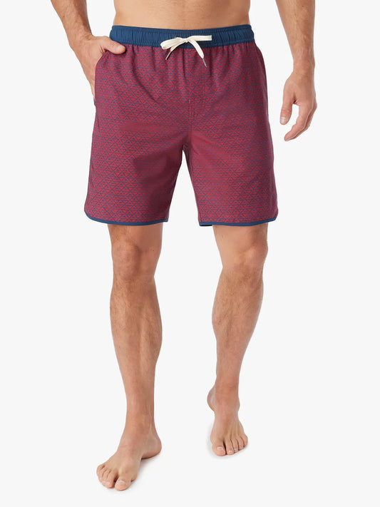Fair Harbor Men's Anchor Short- Nautical Red Wavy Geo