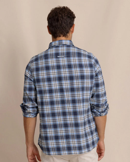 Southern Tide Men's Long Sleeve Ashborough Plaid Brushed Twill Heather Sportshirt