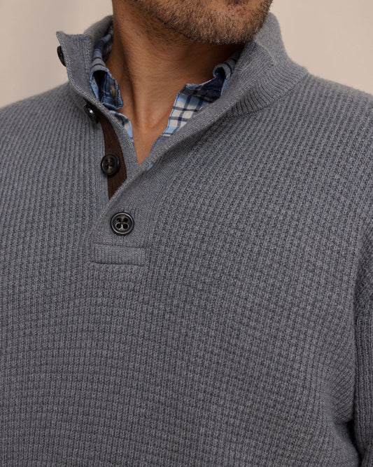 Southern Tide Men's Long Sleeve Bass Creek Heather Quarter Button Sweater