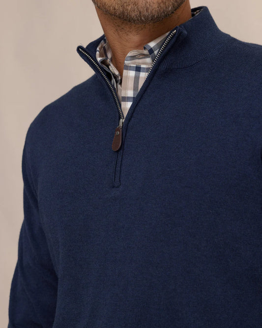 Southern Tide Men's Long Sleeve Whitehaven Heather Quarter Zip Sweater