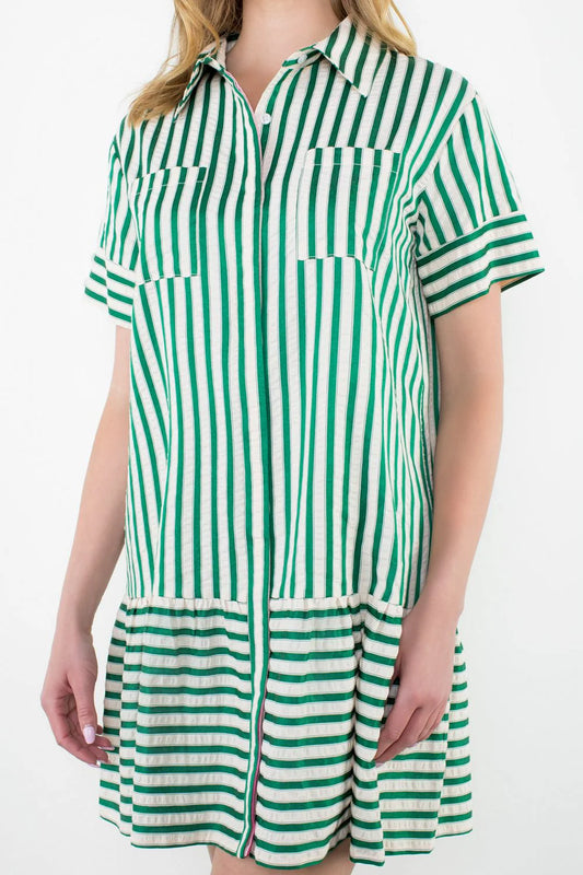 THML Short Sleeve Striped Dress