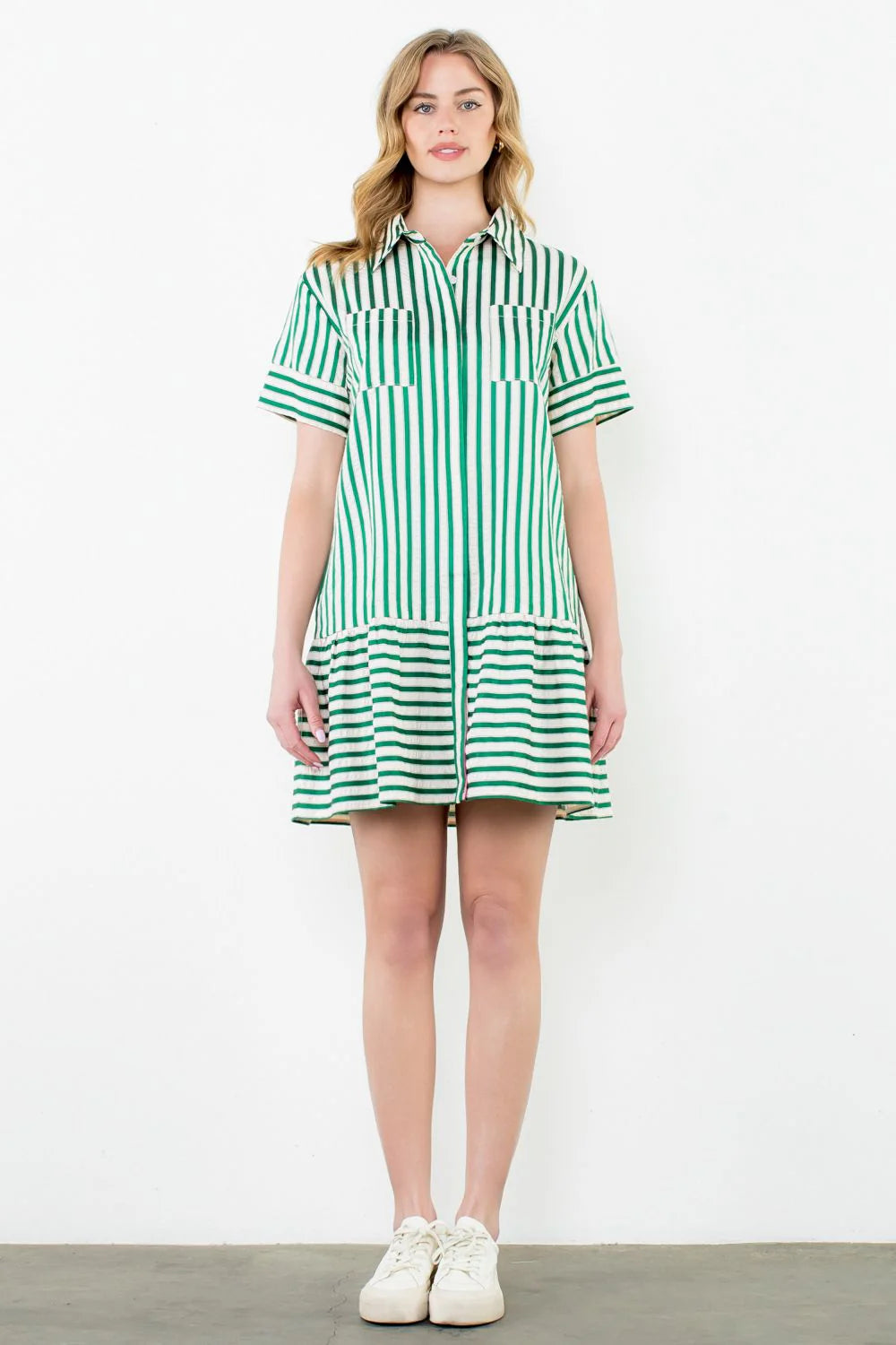 THML Short Sleeve Striped Dress