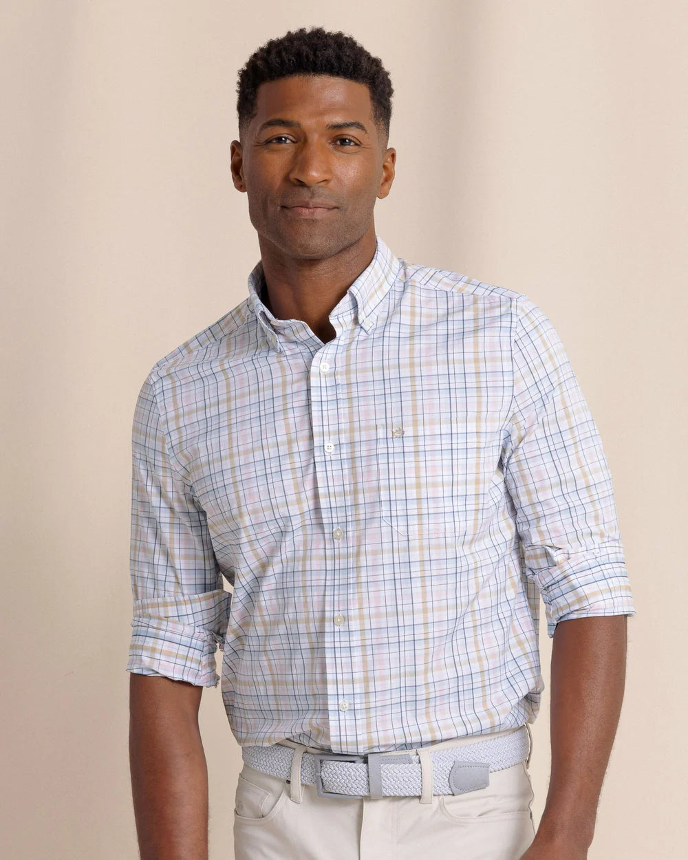 Southern Tide Men’s Morris Island Brrr Intercoastal Plaid Long Sleeve Sport Shirt