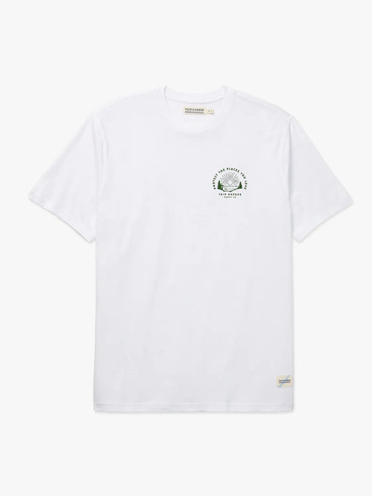 Fair Harbor Men's Saltaire Graphic Tee- White Sunrise Lakeside