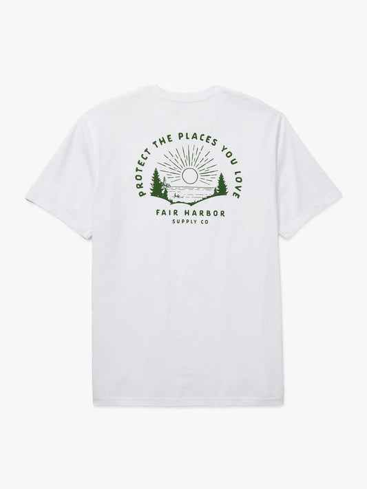 Fair Harbor Men's Saltaire Graphic Tee- White Sunrise Lakeside