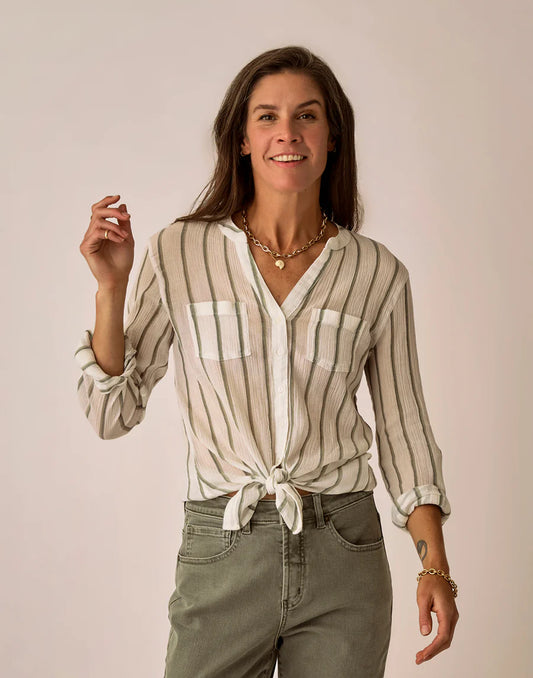 Carve Designs Dylan Gauze Tunic Classic Long Sleeve Button-Down