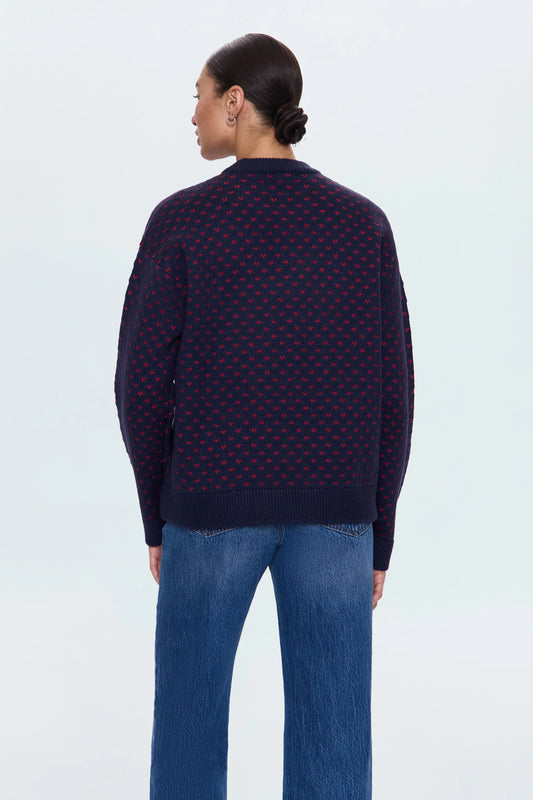 Pistola Hannah Oversized Sweater- Navy Red Hearts