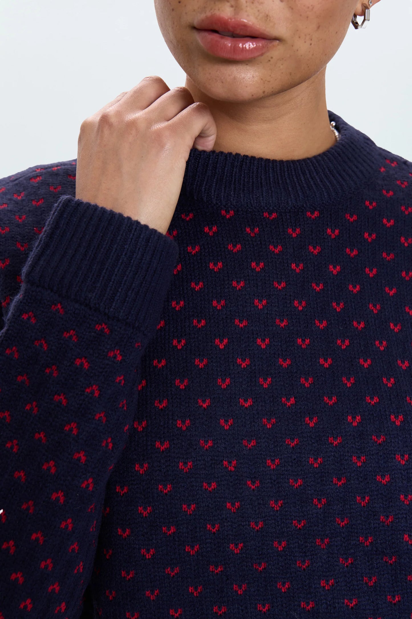 Pistola Hannah Oversized Sweater- Navy Red Hearts