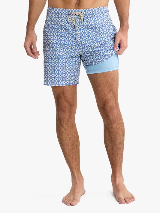 Fair Harbor Men's Bayberry Trunk | Seersucker Sea Blue Tiles
