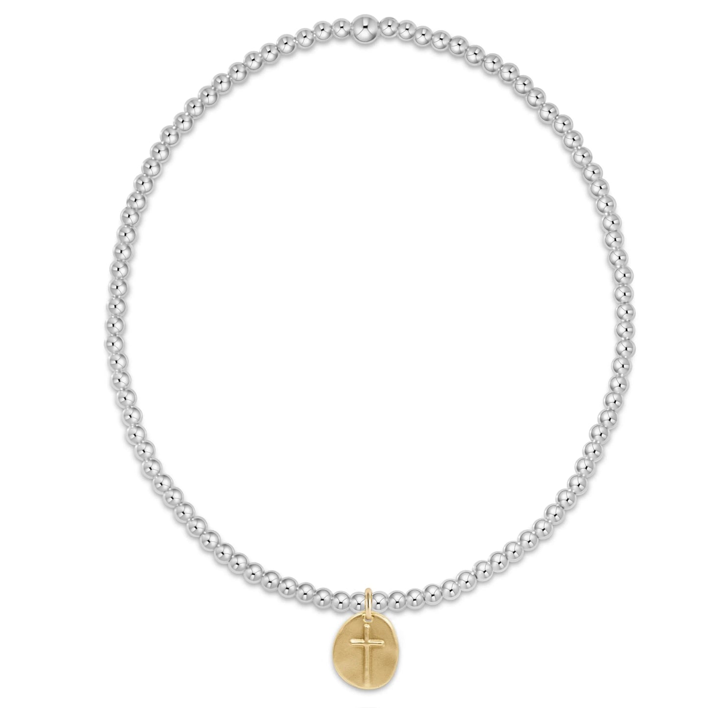 Enewton Classic Sterling Mixed Metal 2MM Bead Bracelet-Inspire Small Gold Charm