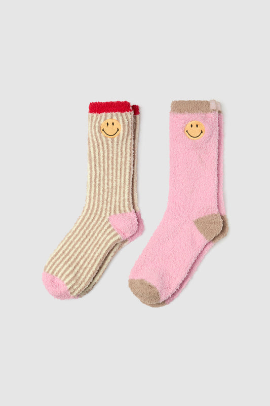 Barefoot Dreams CozyChic Smiley Ribbed Sock Set