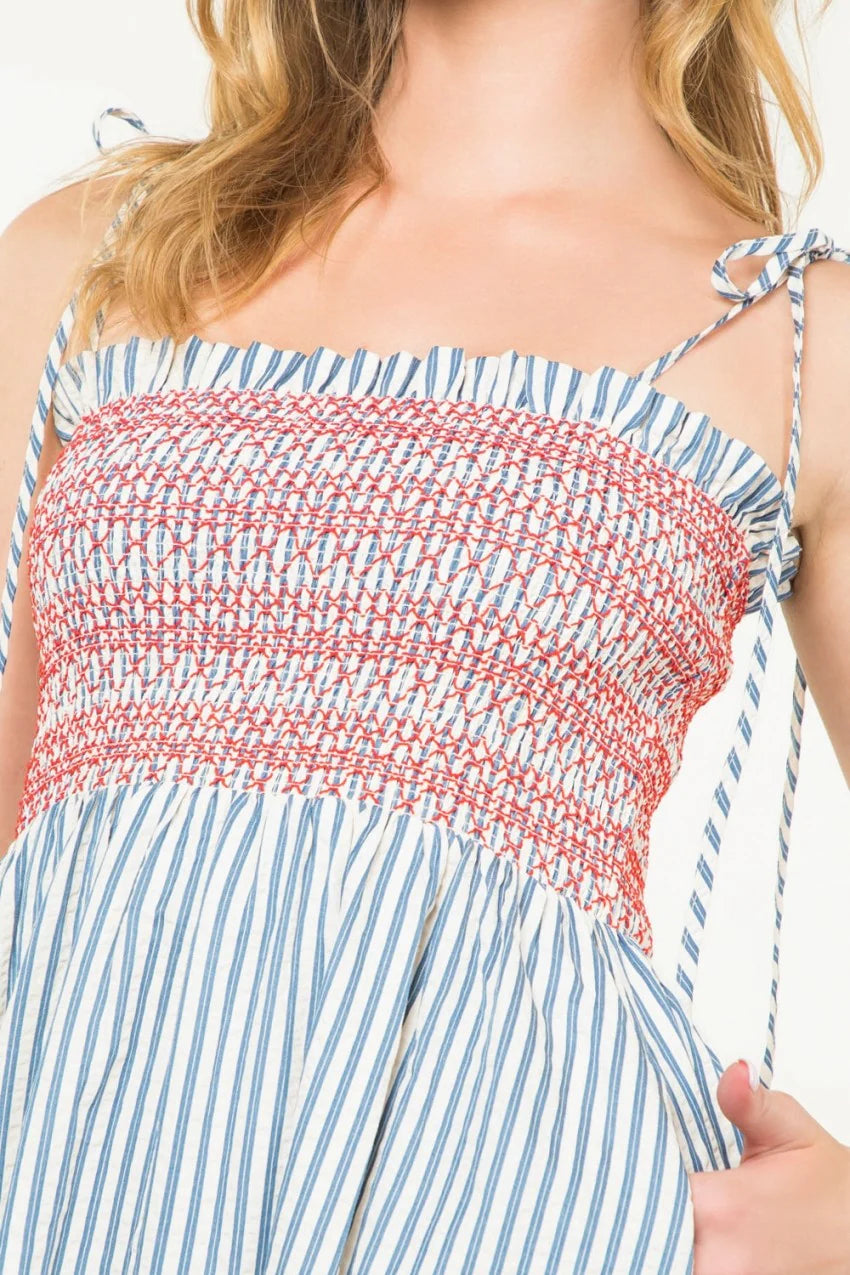 THML Women’s Tie Strap Striped Dress