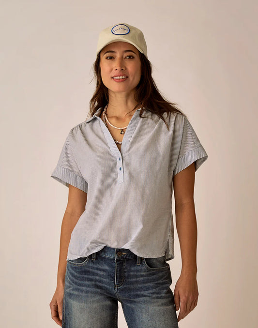 Carve Designs Elliott Voile Top Relaxed Short Sleeve Popover