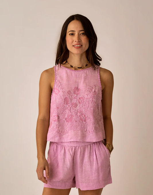 Carve Designs Lou Linen Classic Cropped Shell Tank