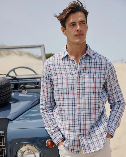 Southern Tide Men's Long Sleeve Benton Plaid Double Cloth Heather Sport-Shirt