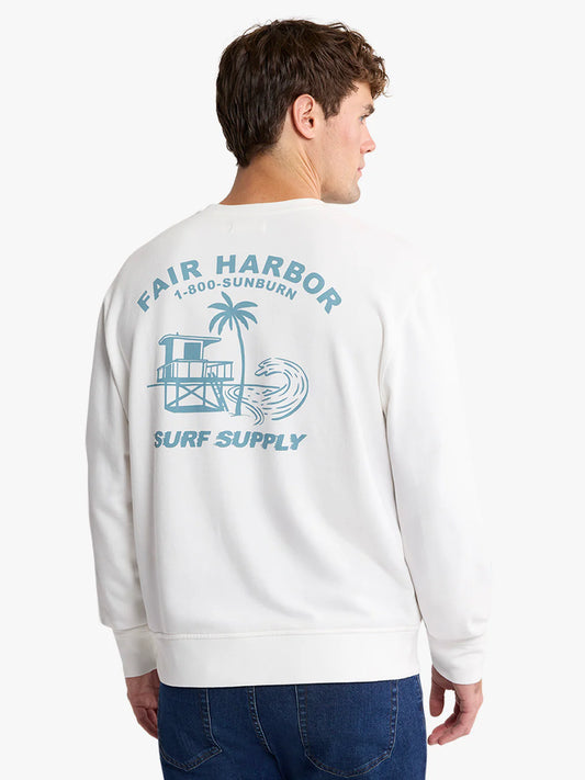 Fair Harbor Men's Saltaire Graphic Crewneck- Ivory FH Hotel