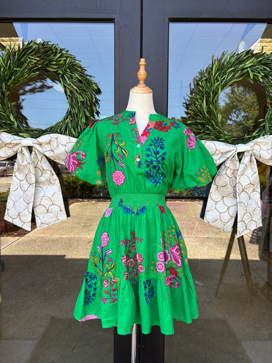 THML Women's Puff Sleeve Floral Dress