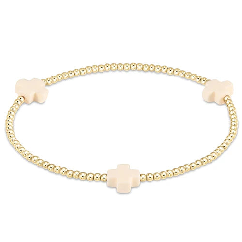Enewton Signature Cross Gold Pattern 2MM Bead Bracelet