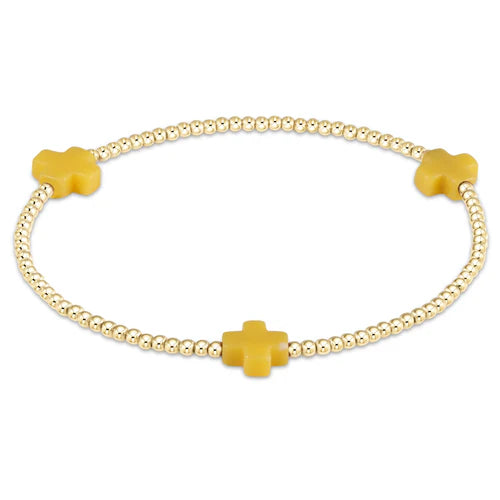 Enewton Signature Cross Gold Pattern 2MM Bead Bracelet