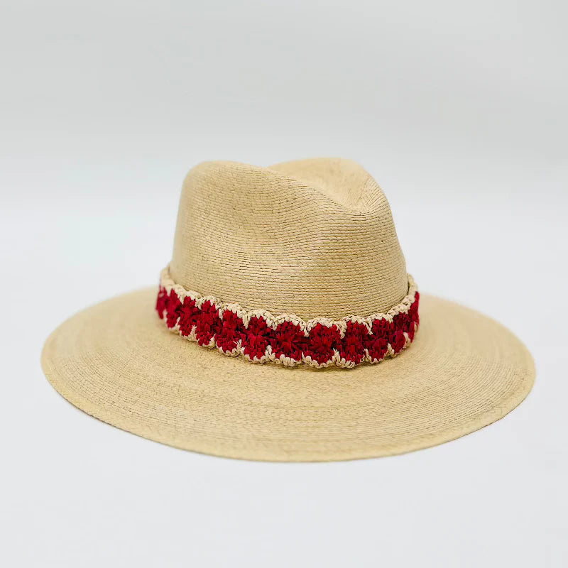 Baldiz Palm Hat With Red Raffia Band