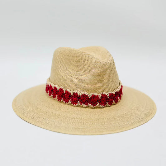 Baldiz Palm Hat With Red Raffia Band