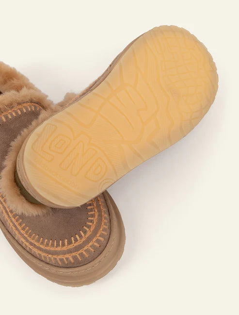 Laid Back London Jun 4.1. Slippers Taupe Suede In Peach