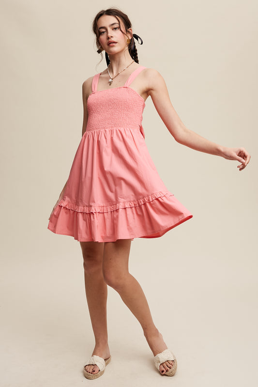 Listicle Clothing Smocked Back Ruffle Mini Dress
