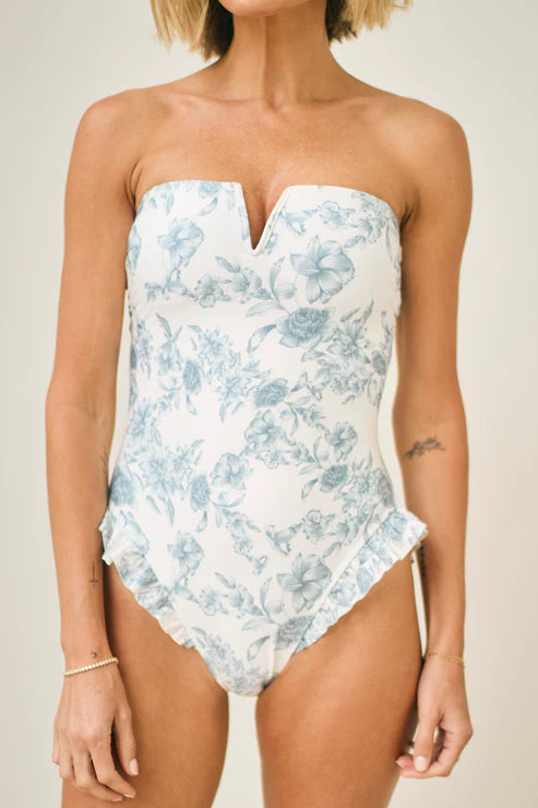 Hermoza Abigail Strapless One-Piece Swimsuit In Daylight Saunter