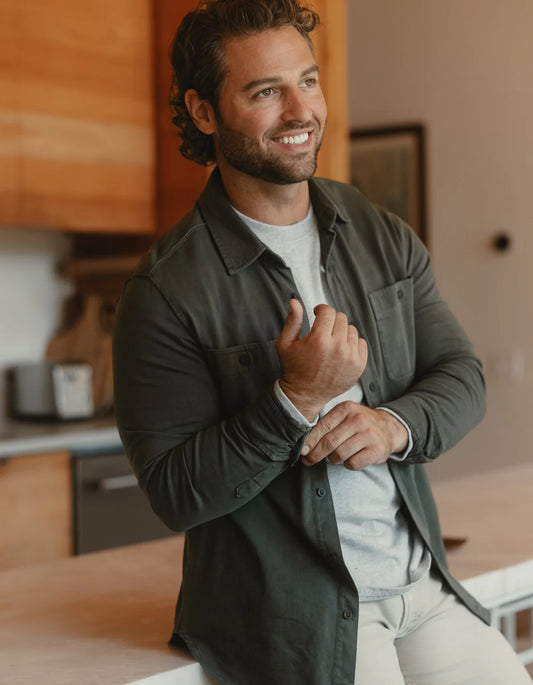 Normal Brand Lennox Jersey Button Up In Alpine