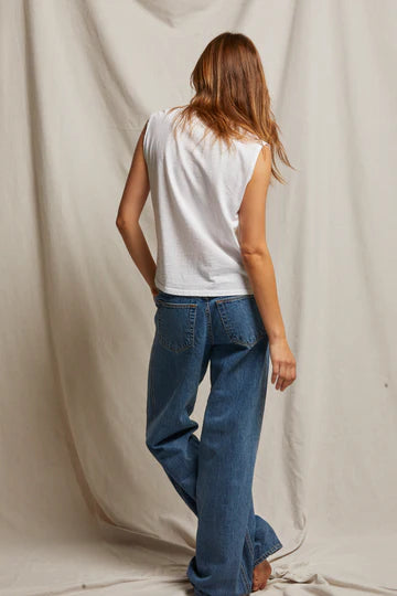 Perfectwhitetee Margot Crispy Lightweight Cotton Sleeveless V Neck Tank