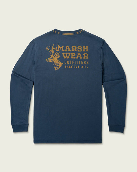Marsh Wear Outfitter Long Sleeve Graphic Tee- Dark Denim