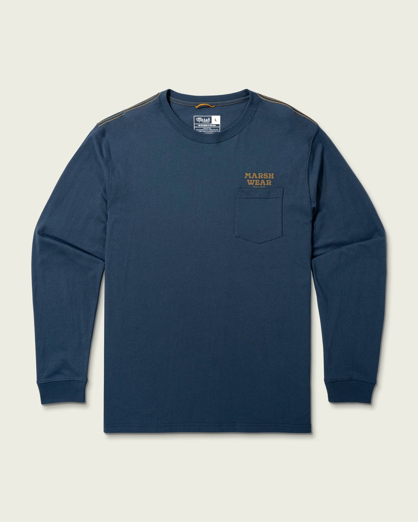 Marsh Wear Outfitter Long Sleeve Graphic Tee- Dark Denim