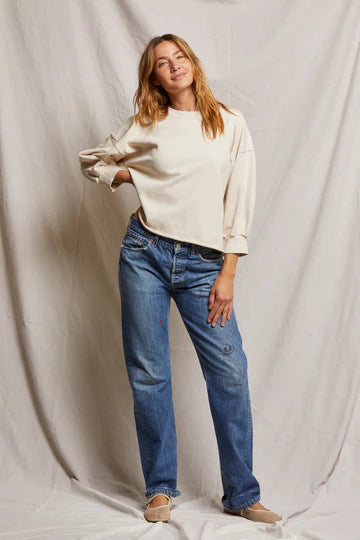 Perfectwhitetee Niall Bubble Sleeve French Terry 3/4 Crewneck Sweatshirt