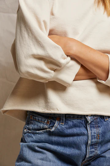 Perfectwhitetee Niall Bubble Sleeve French Terry 3/4 Crewneck Sweatshirt