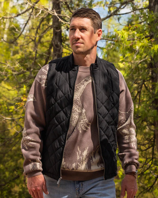 Waggle Crosscut Men's Quilted Vest - Onyx