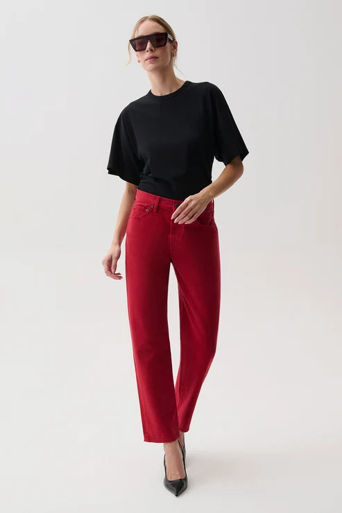 Pistola Lexi Mid Rise Bowed Straight - Savvy Red