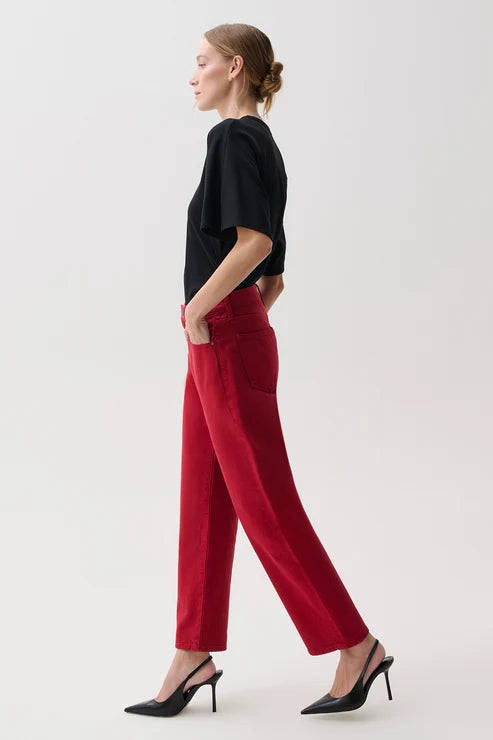 Pistola Lexi Mid Rise Bowed Straight - Savvy Red