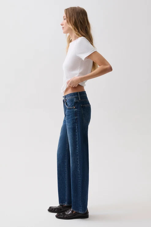 Pistola Lexi Mid Rise Bowed Straight Jean - Moonwave