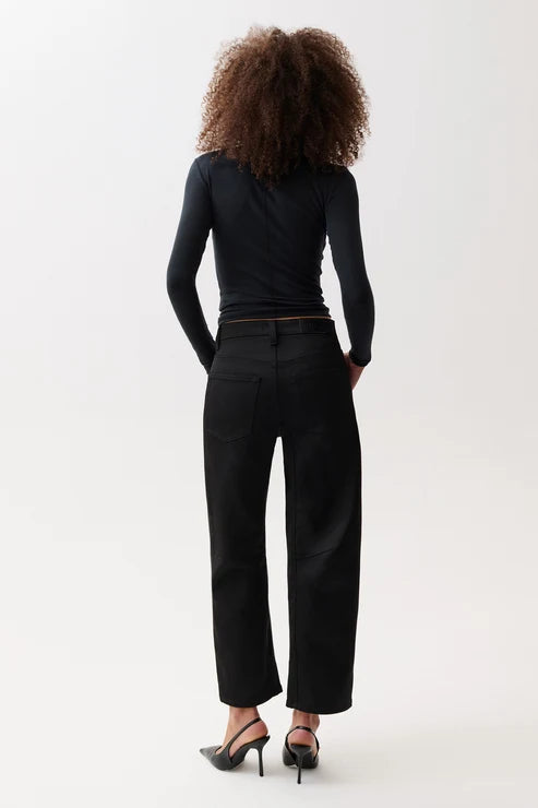 Pistola Beau Seamed Crescent Leg - Black Satin