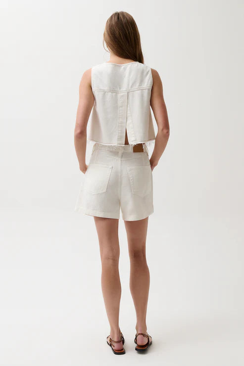 Pistola Kimora High Rise Linen Short - Egret