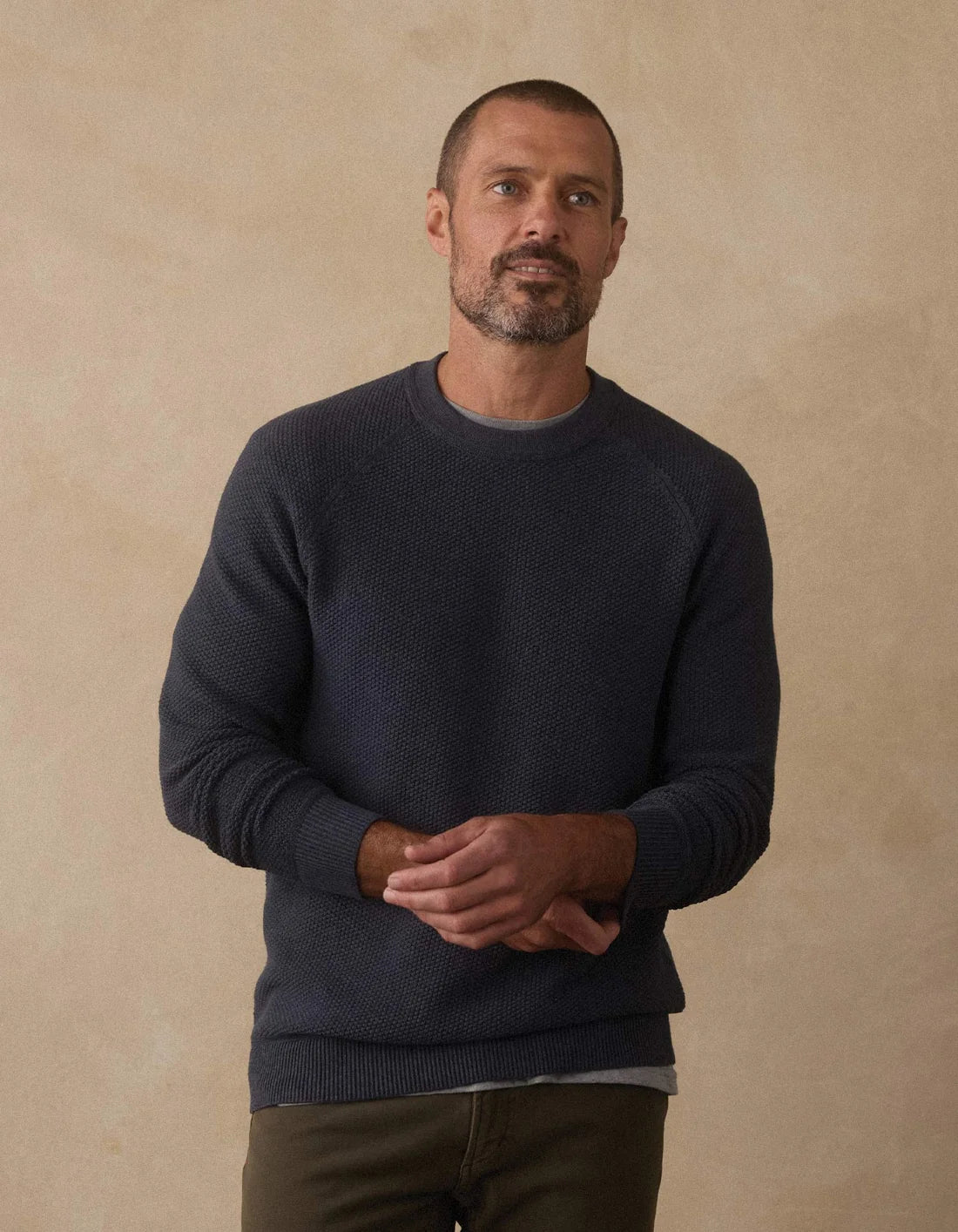 The Normal Brand Coolmax® Textured Crewneck Sweater in Waterloo