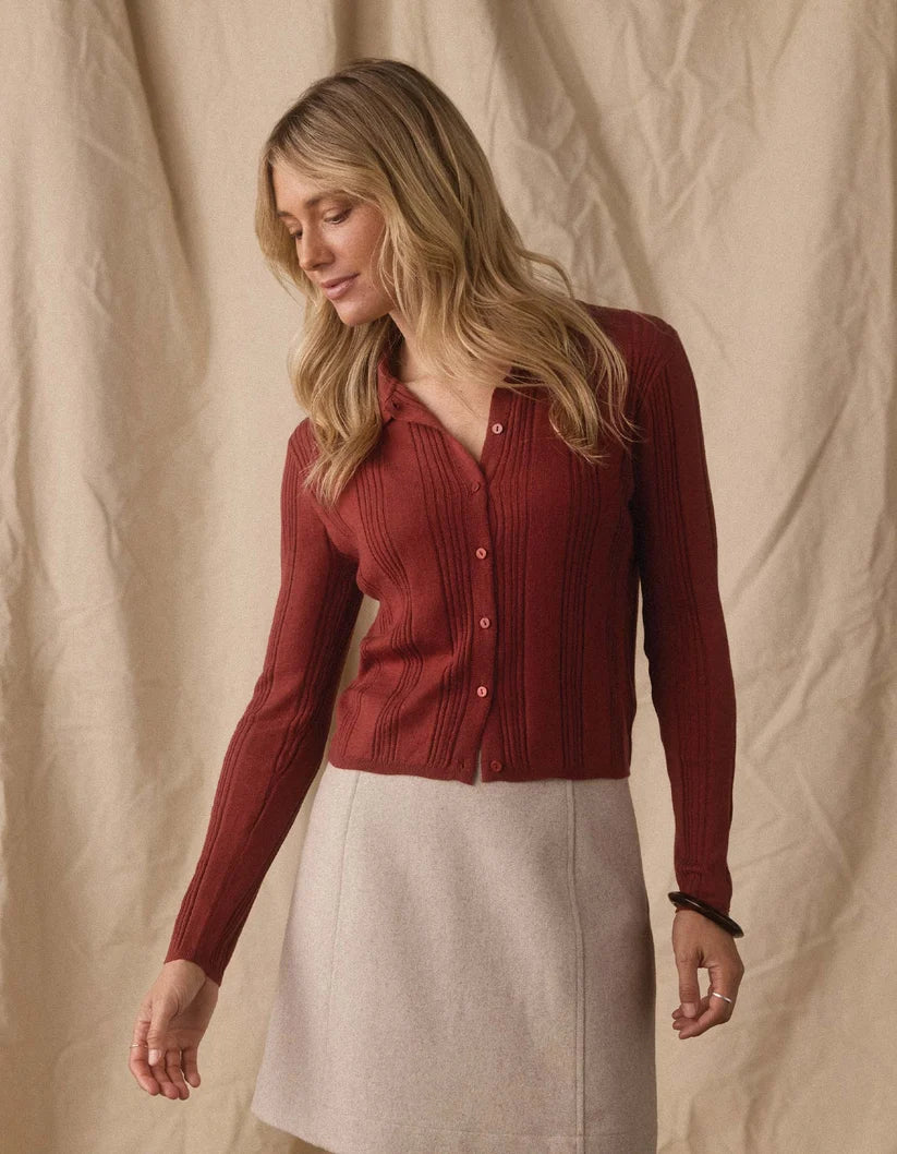 The Normal Brand Ravello Knit Button Up In Cocoa