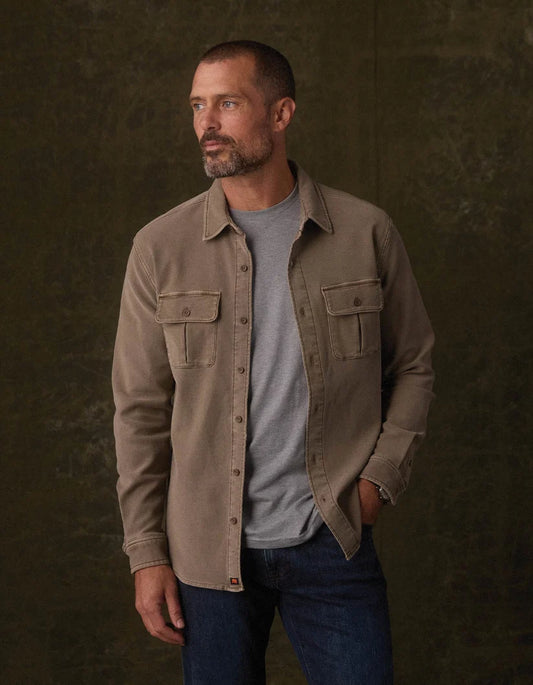 The Normal Brand Comfort Terry Shirt Jacket in Taupe