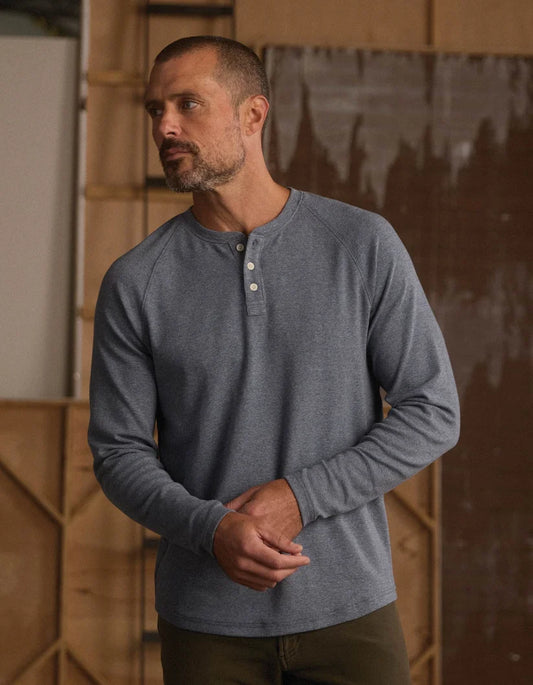 The Normal Brand Puremeso Everyday Henley in Bluestone