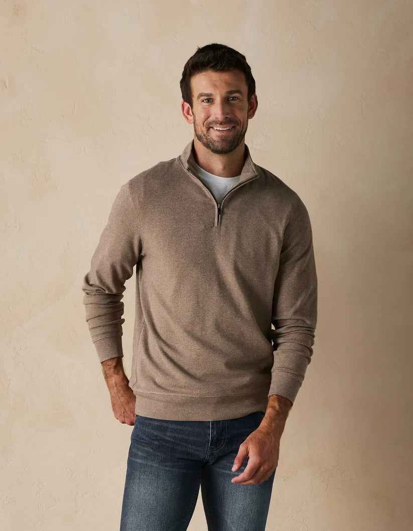 The Normal Brand Puremeso Weekend Quarter Zip in Taupe