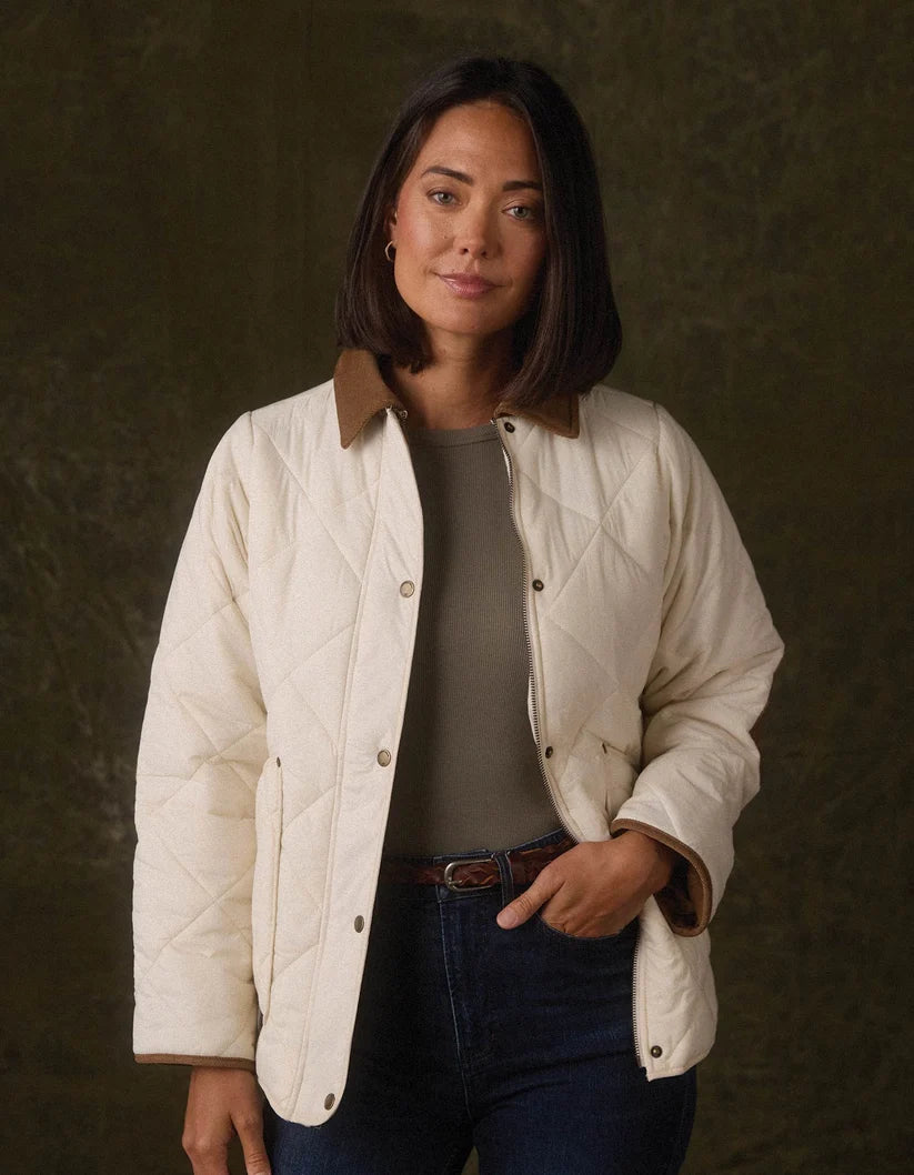 The Normal Brand Quilted Liner Jacket in Ecru/Dark Taupe