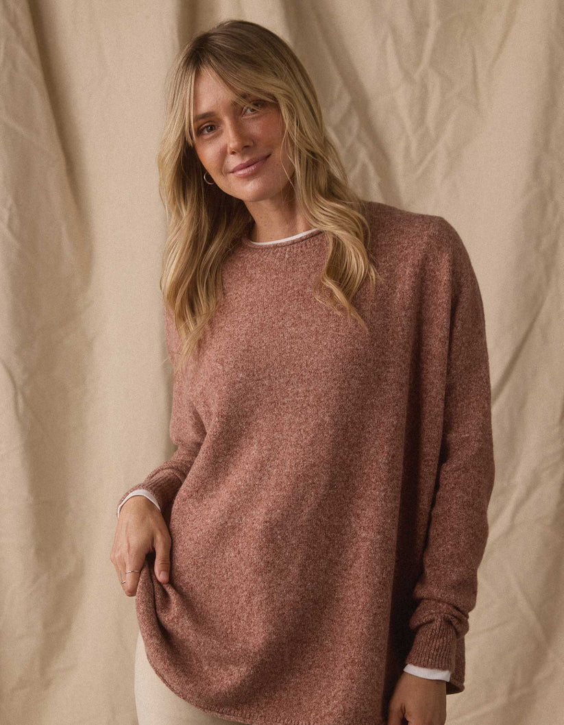 The Normal Brand Marianna Crewneck Sweater In Mineral Red