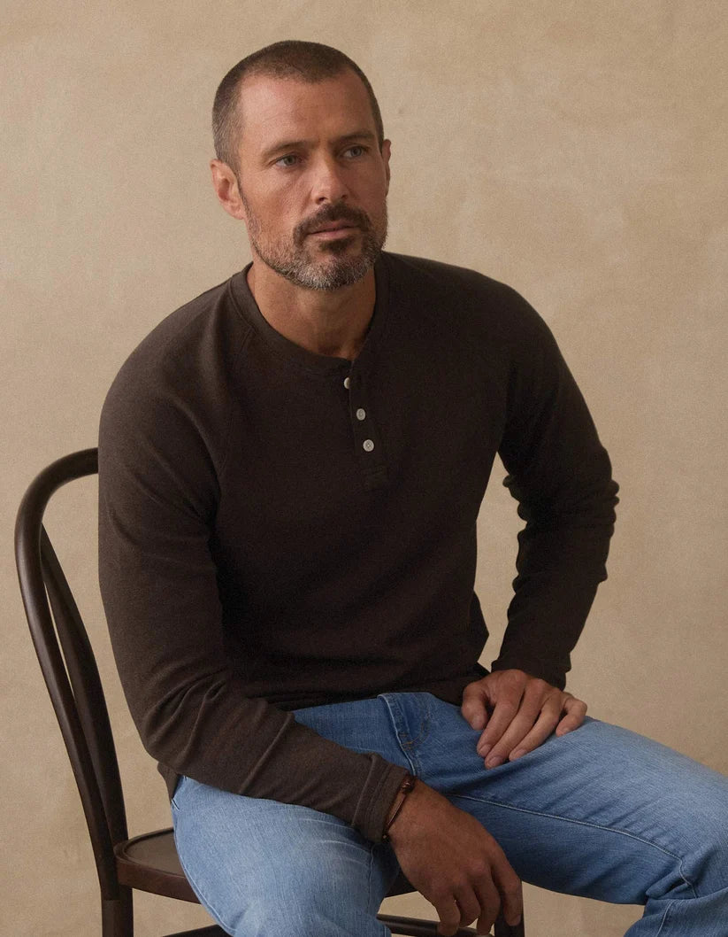 The Normal Brand Puremeso Everyday Henley in Ash Brown
