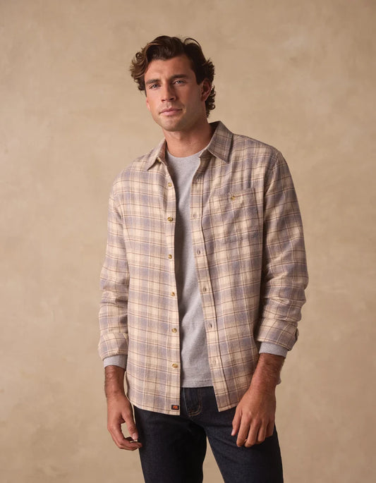 The Normal Brand Hudson Double Brushed Flannel in Cream Plaid